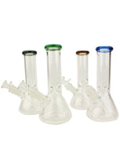 8" Colored Ring Beaker Ice Catcher Glass Water Pipe