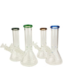 8" Colored Ring Beaker Ice Catcher Glass Water Pipe