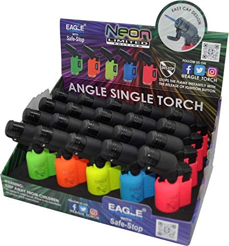 EAGLE TORCH® Neon Color Mini Angle-Torch; Flip Cap; 20 pcs./Display.